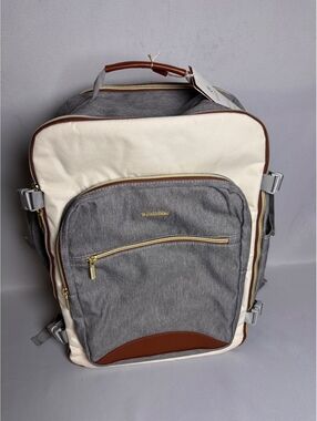 Lovevook Gray and Cream Backpack with Multiple Compartments
